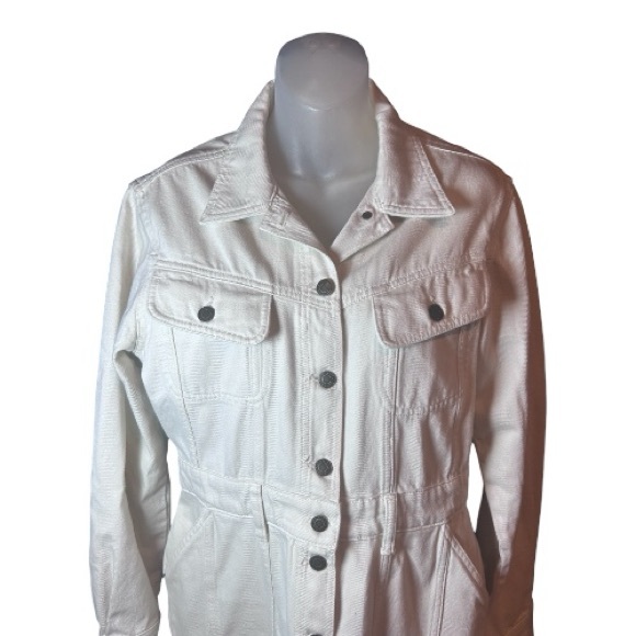 Lauren Ralph Lauren Denim Utility Shirt Dress Cream Women’s Size 6 Long Sleeve - Picture 7 of 13